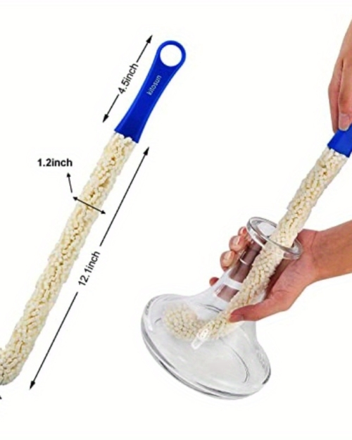2PCS Decanter Cleaning Brush – 17'' Long Bendable Foam Bottle Cleaner Brush